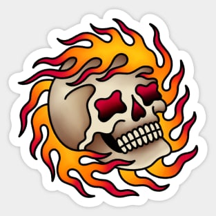 Old Salt American Traditional Flaming Skull Sticker